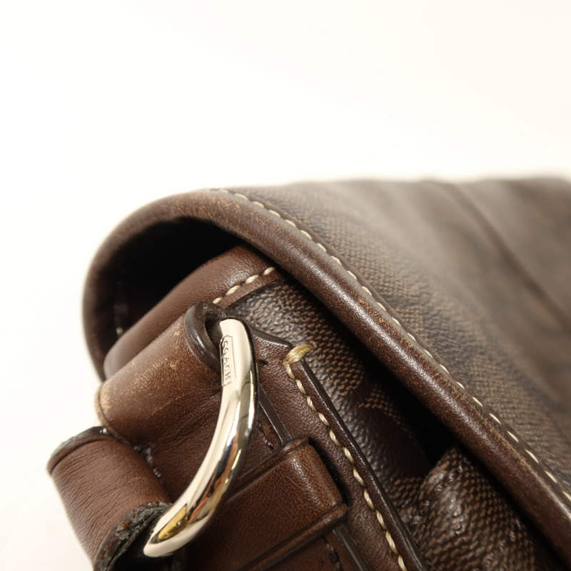 COACH 塗層帆布Shoulder Bag銀扣肩背袋-20