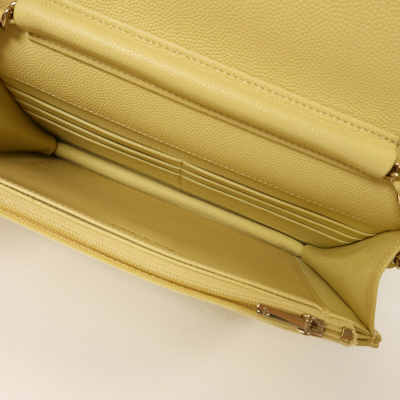 CHANEL 牛皮皮革Wallet On Chain金扣鏈帶肩背袋-4