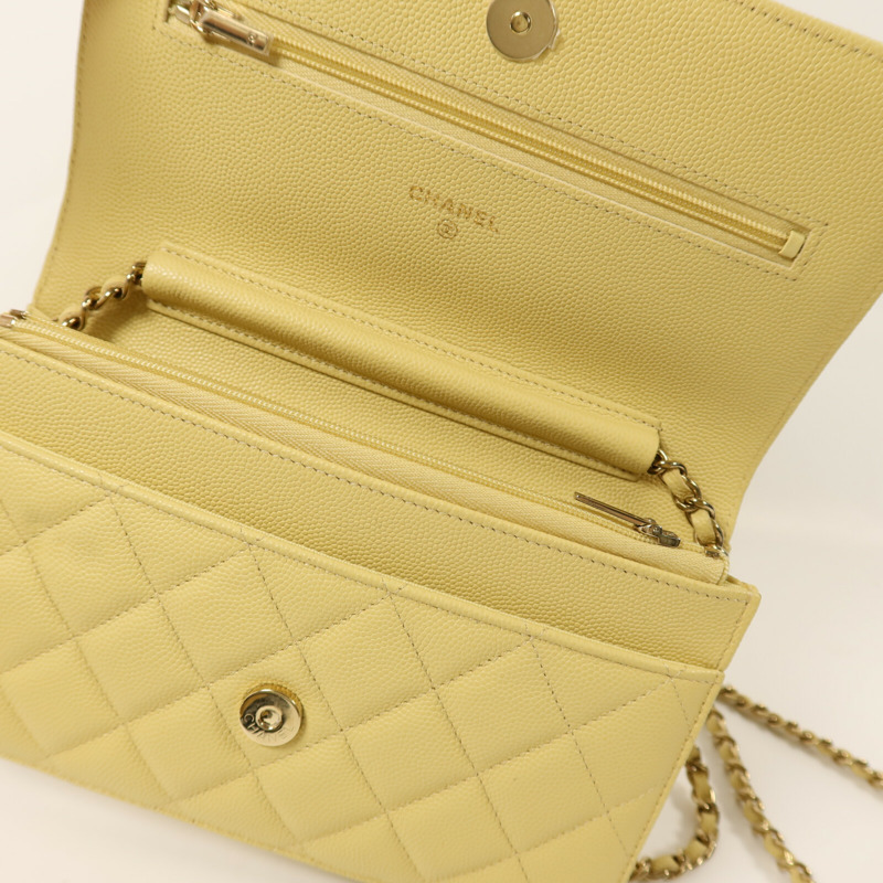 CHANEL 牛皮皮革Wallet On Chain金扣鏈帶肩背袋-5