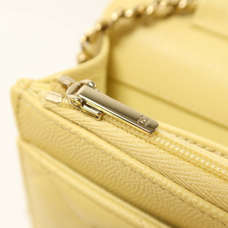 CHANEL 牛皮皮革Wallet On Chain金扣鏈帶肩背袋-11