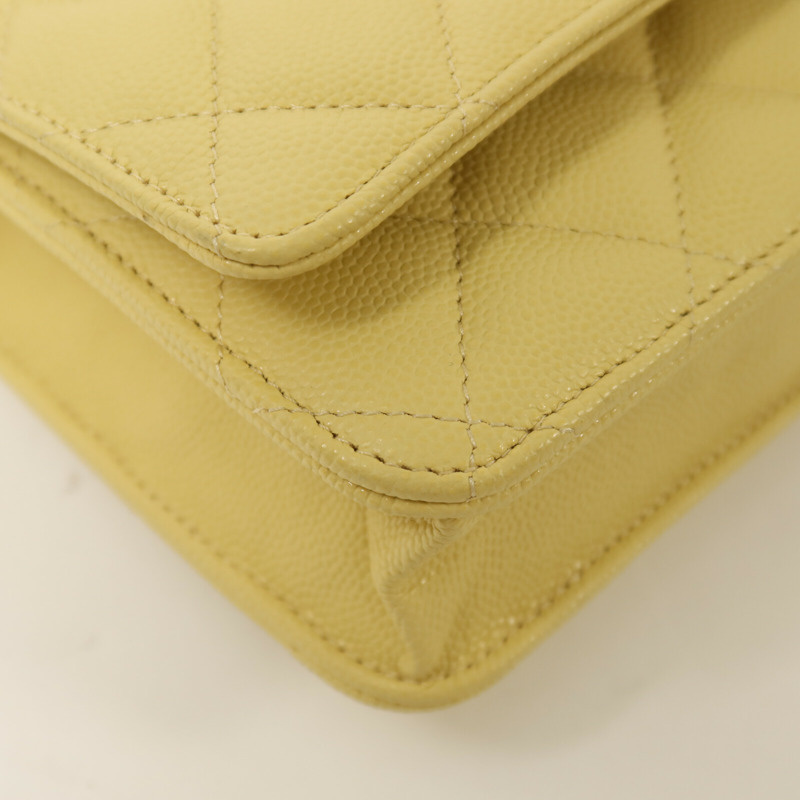 CHANEL 牛皮皮革Wallet On Chain金扣鏈帶肩背袋-13