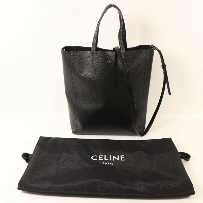 CELINE 牛皮皮革Vertical Cabas Small銀扣手挽肩背兩用袋-9