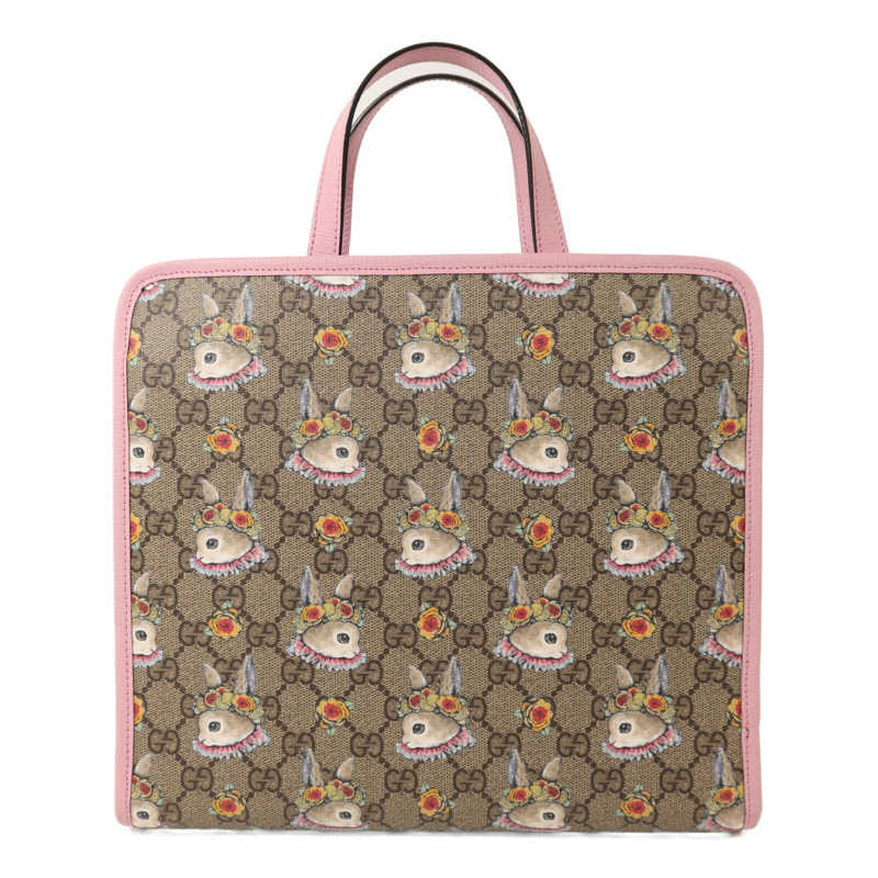 GUCCI 塗層帆布Tote Bag銀扣手挽肩背兩用袋-1