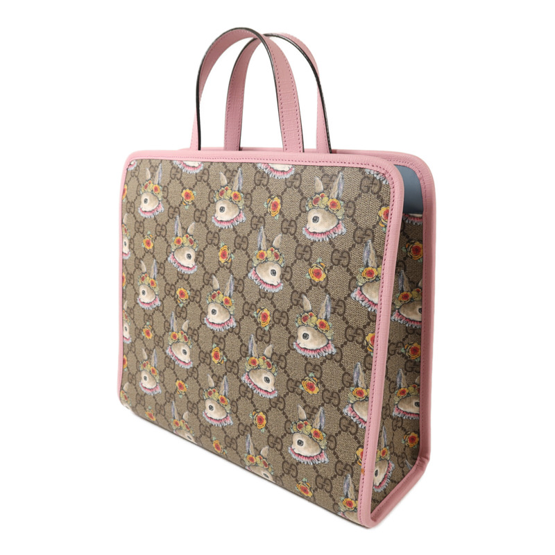 GUCCI 塗層帆布Tote Bag銀扣手挽肩背兩用袋-2