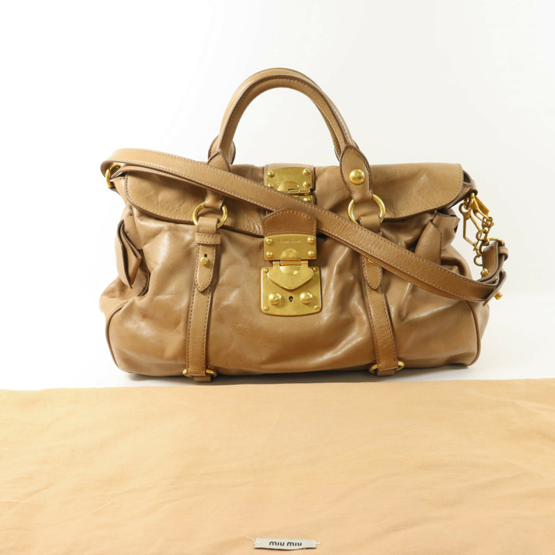 Miu Miu 牛皮皮革Bow Bag金扣手挽肩背兩用袋-18