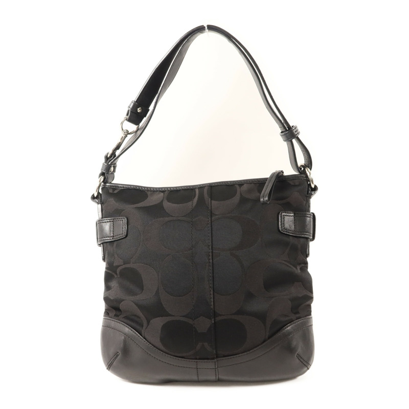 COACH 帆布Signature Optic Chain銀扣肩背袋-1