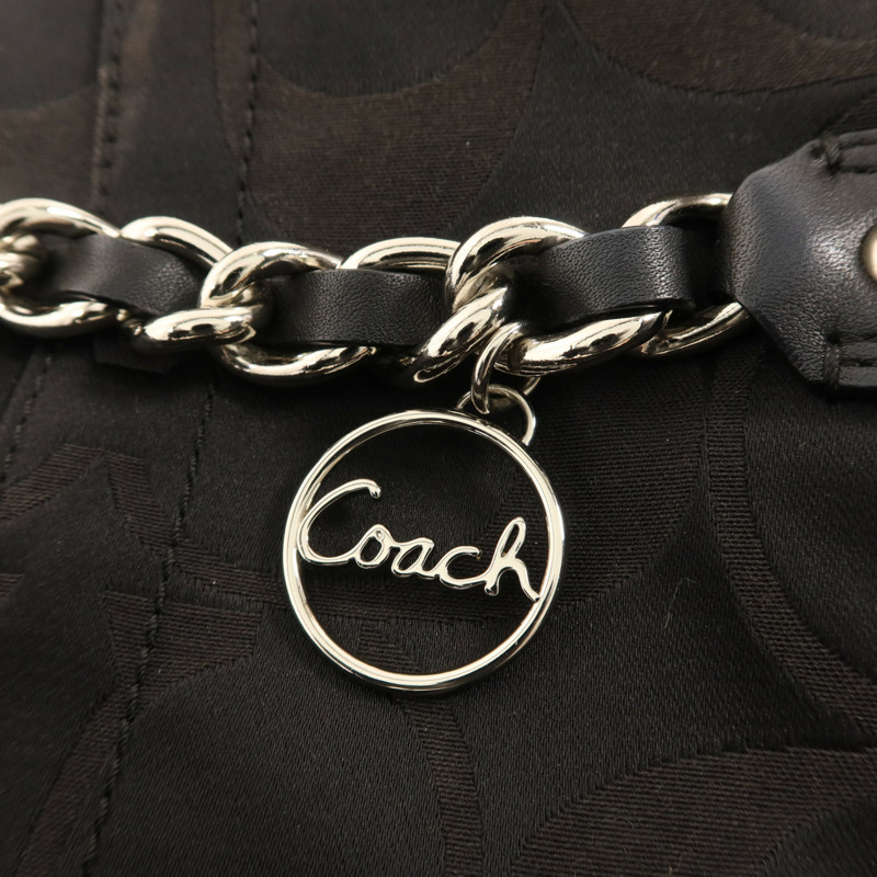 COACH 帆布Signature Optic Chain銀扣肩背袋-7