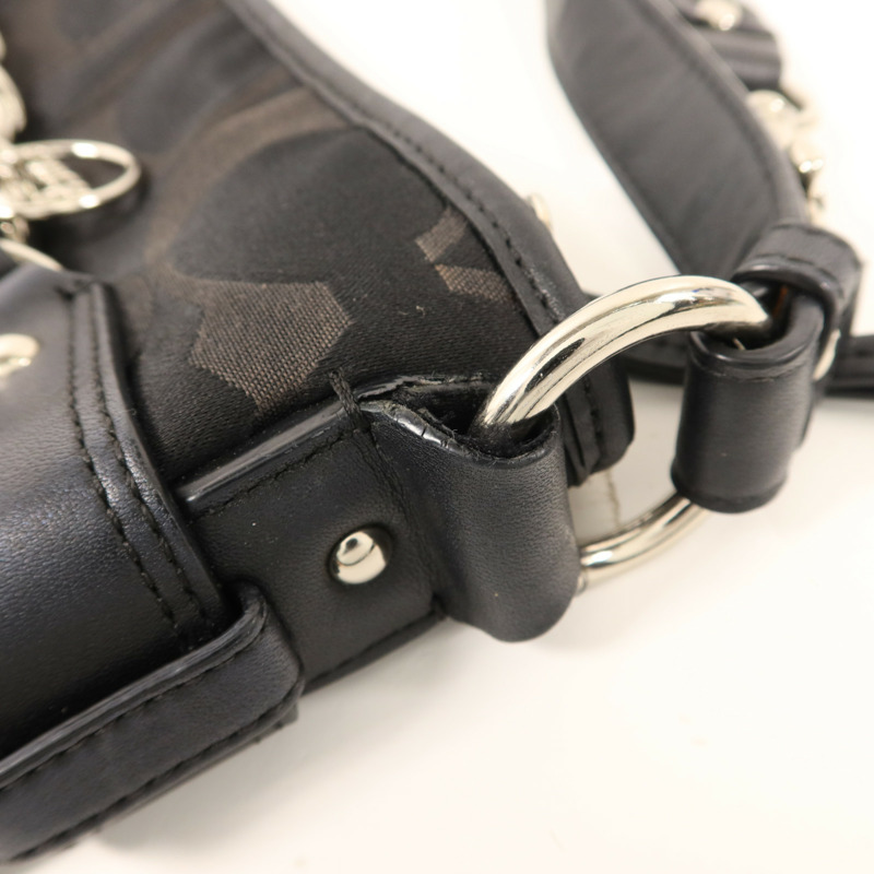 COACH 帆布Signature Optic Chain銀扣肩背袋-13