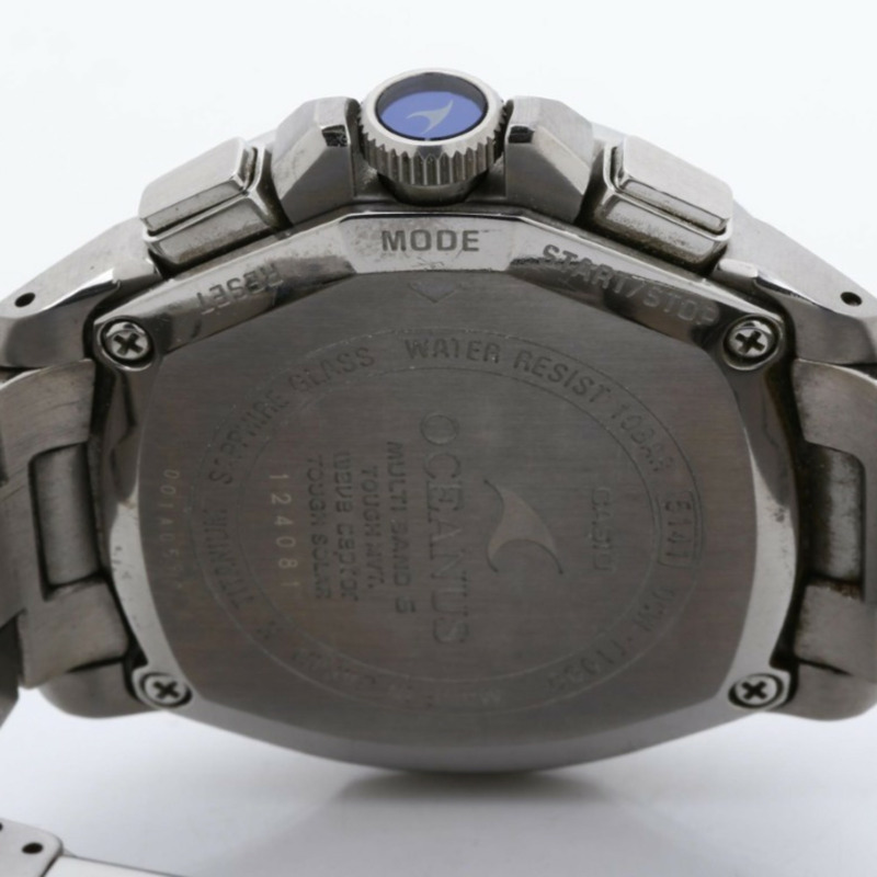 卡西歐 Oceanus OCWT10001AJF 黑色銀色鈦金屬男士模擬腕錶-3