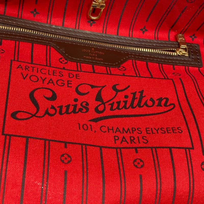 LOUIS VUITTON 路易威登  N41358 NEVERFULL MM 棋盤格托特包 棕色 金釦-13