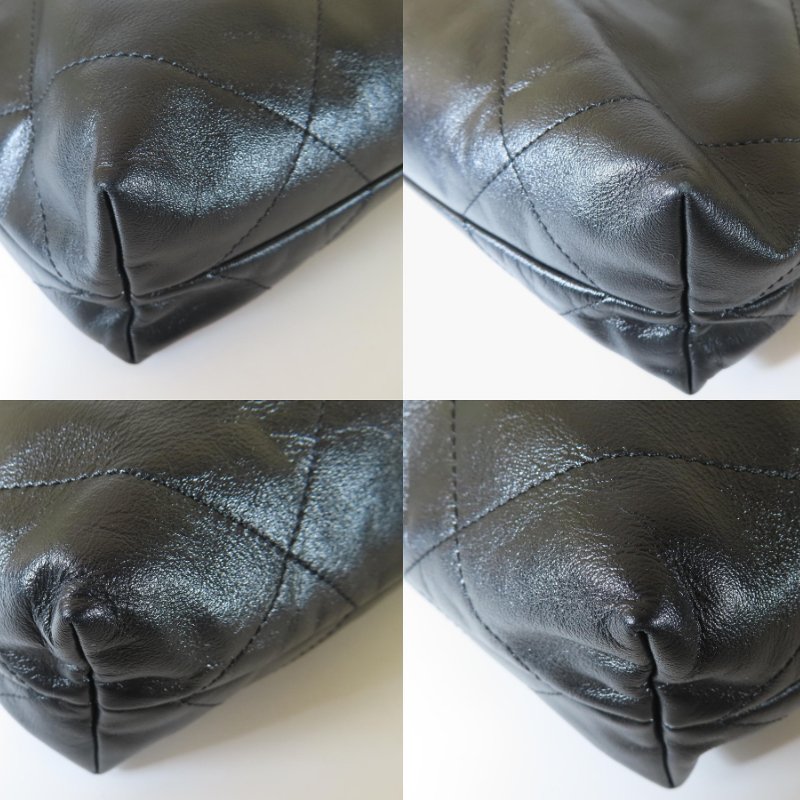 【巴黎站二手名牌專賣店】＊現貨＊CHANEL 香奈兒 真品＊AS3260黑色皮革菱格紋金雙C 22BAG金鏈兩用斜背包(小)-5