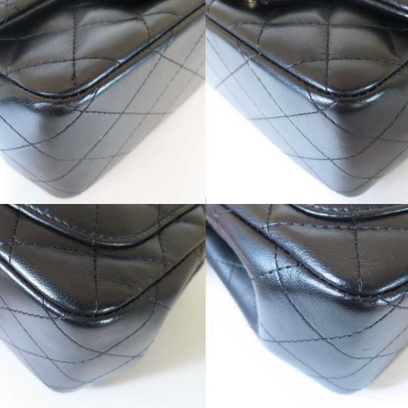 【巴黎站二手名牌專賣店】＊現貨＊CHANEL香奈兒真品＊A35200黑色羊皮菱格紋淡金雙C方胖子斜背鍊包 口蓋包-4