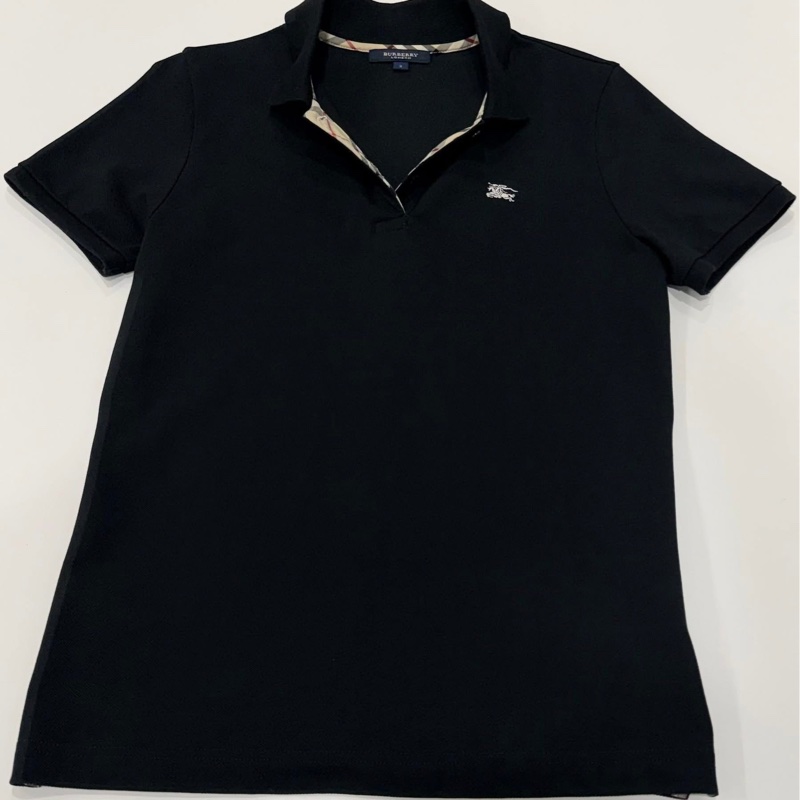 BURBERRY 倫敦 黑色經典格紋戰馬POLO衫-7