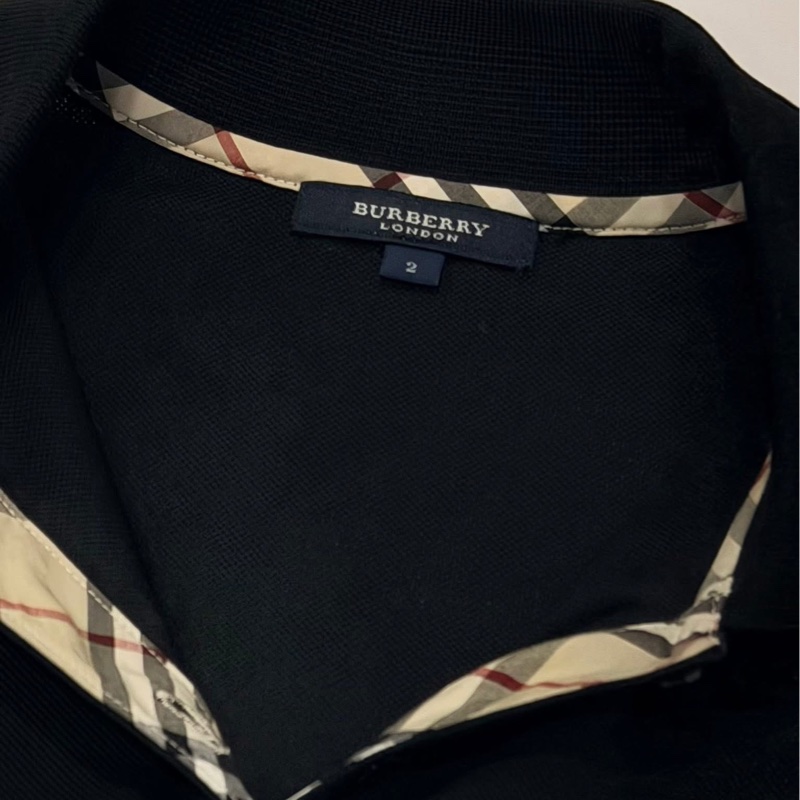 BURBERRY 倫敦 黑色經典格紋戰馬POLO衫-8