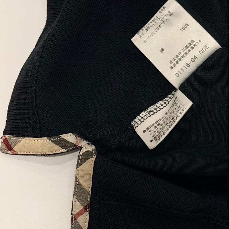 BURBERRY 倫敦 黑色經典格紋戰馬POLO衫-9