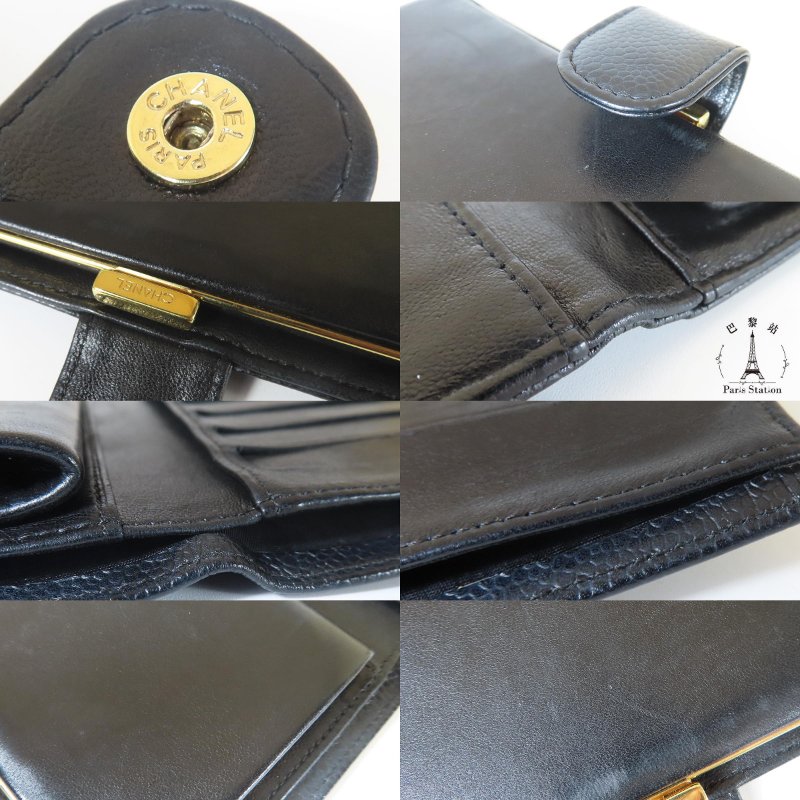 【巴黎站二手名牌專賣店】＊現貨＊CHANEL香奈兒真品＊黑色皮革大雙C釦式長夾-8