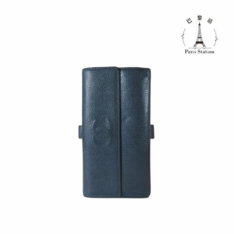 【巴黎站二手名牌專賣店】＊現貨＊CHANEL香奈兒真品＊黑色皮革大雙C雙面釦式長夾