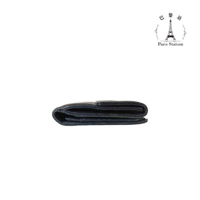 【巴黎站二手名牌專賣店】＊現貨＊CHANEL香奈兒真品＊黑色皮革大雙C雙面釦式長夾-2