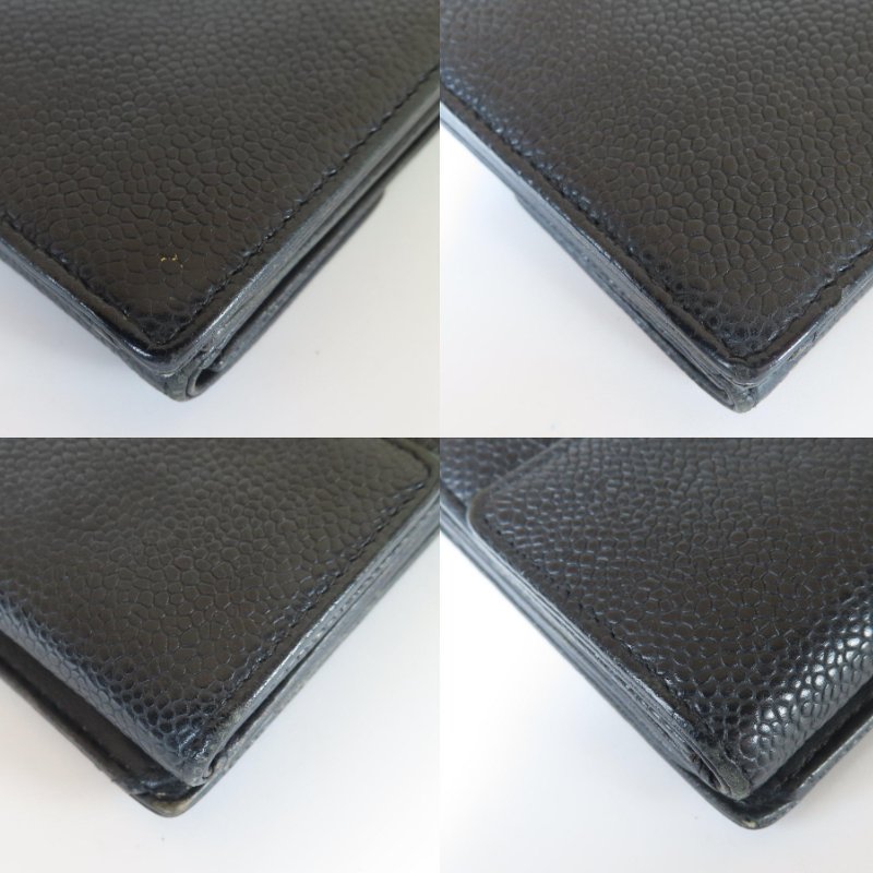 【巴黎站二手名牌專賣店】＊現貨＊CHANEL香奈兒真品＊黑色皮革大雙C雙面釦式長夾-5