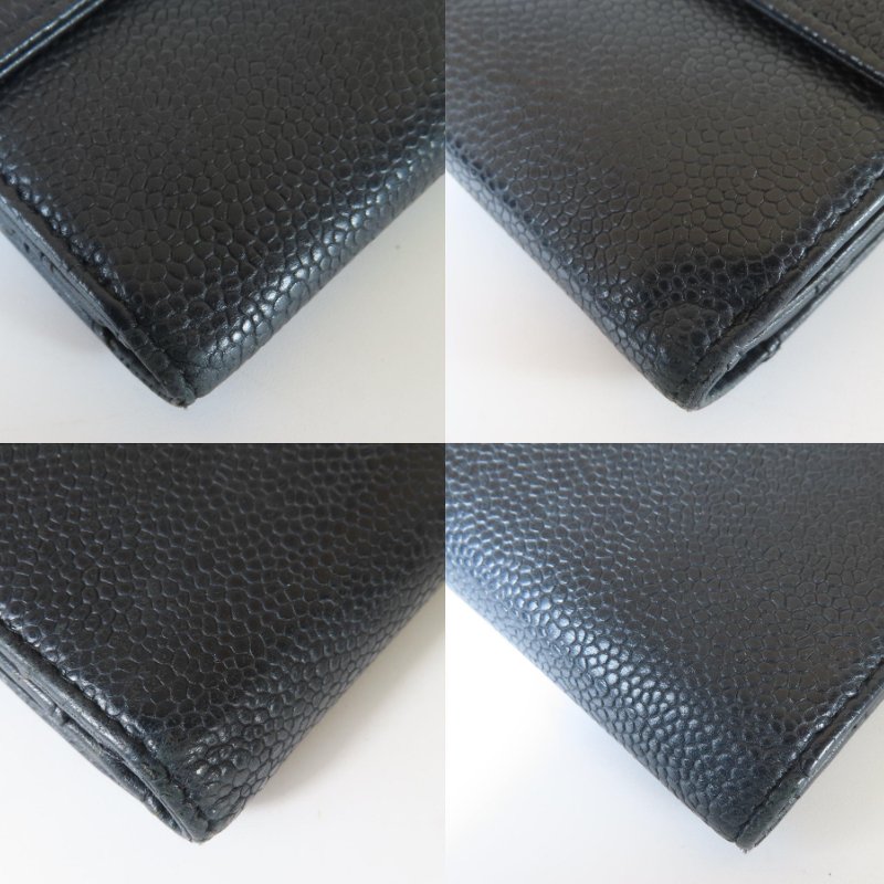 【巴黎站二手名牌專賣店】＊現貨＊CHANEL香奈兒真品＊黑色皮革大雙C雙面釦式長夾-6