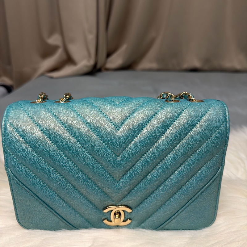 Chanel Small Chevron Caviar Statement Flap-0