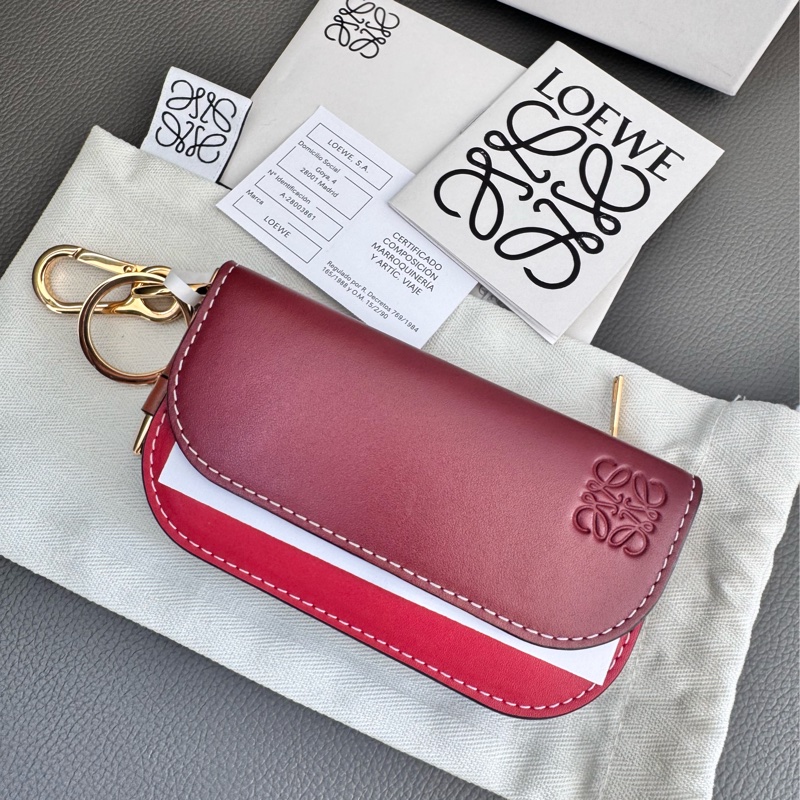 Loewe gate mini wallet拼接小牛皮扣式雙層零錢包-0