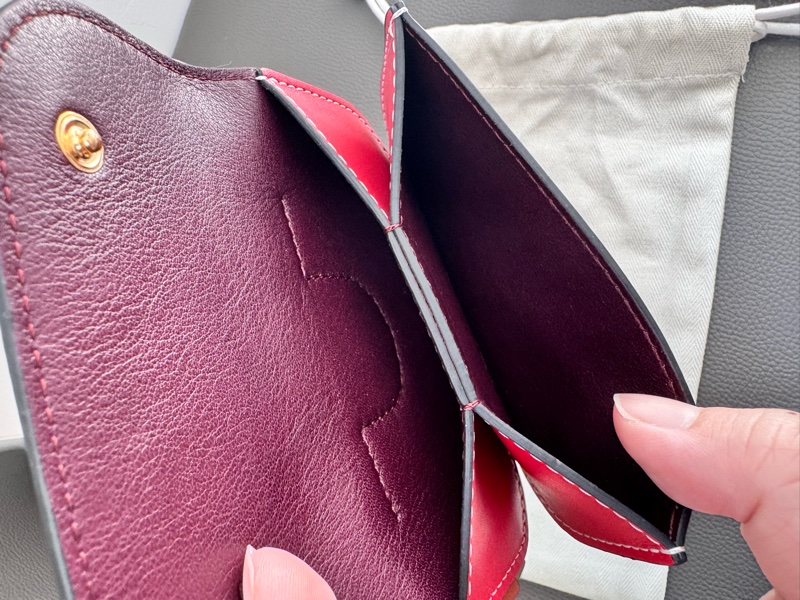 Loewe gate mini wallet拼接小牛皮扣式雙層零錢包-5