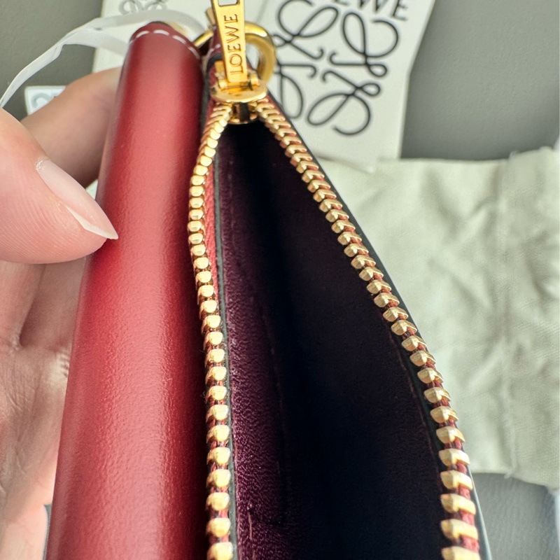 Loewe gate mini wallet拼接小牛皮扣式雙層零錢包-6