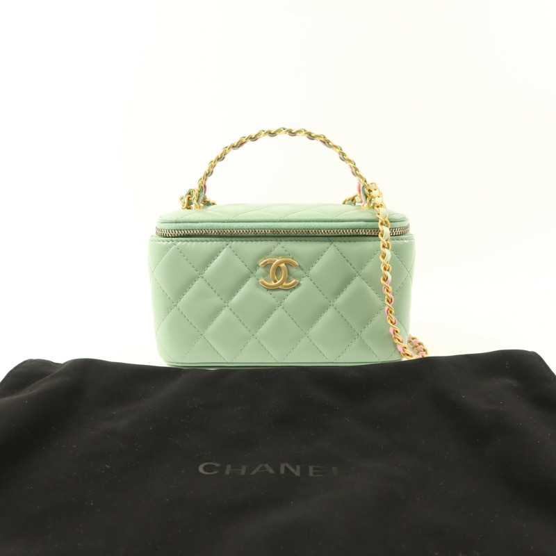 CHANEL 羊皮皮革Vanity Case金扣手挽肩背兩用袋-8