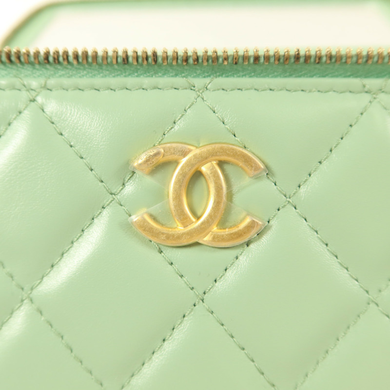 CHANEL 羊皮皮革Vanity Case金扣手挽肩背兩用袋-9