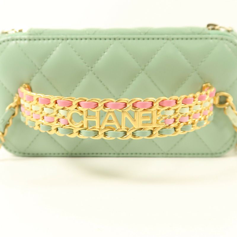 CHANEL 羊皮皮革Vanity Case金扣手挽肩背兩用袋-10