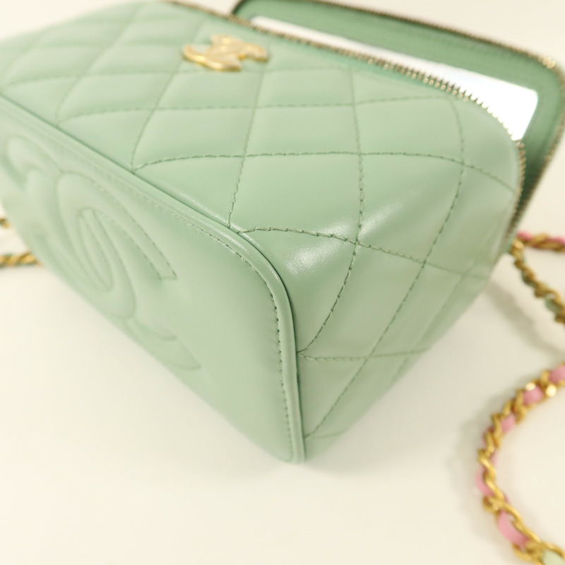 CHANEL 羊皮皮革Vanity Case金扣手挽肩背兩用袋-12