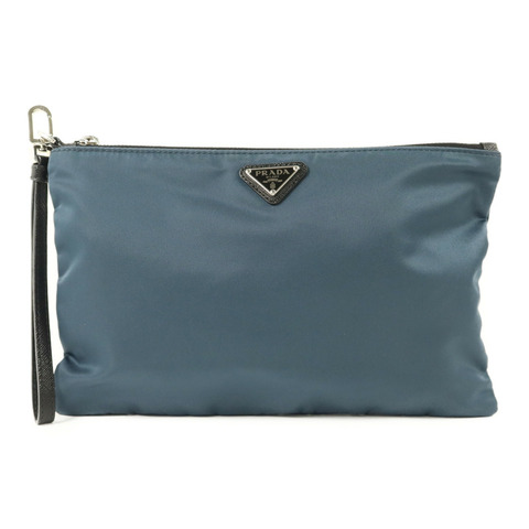 PRADA 尼龍Clutch銀扣手拿包