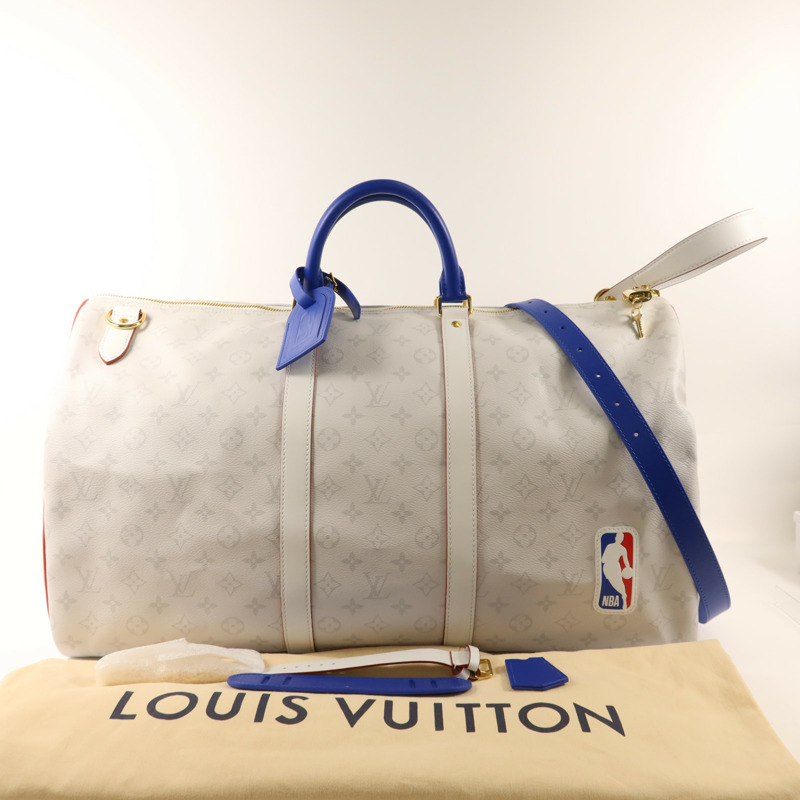 LOUIS VUITTON Monogram Antarctica LV X NBA Keepall Bandouliere55金扣手挽肩背兩用袋-9