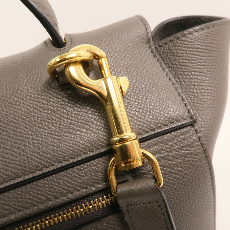CELINE 牛皮皮革Mini Belt Bag金扣手挽肩背兩用袋-13