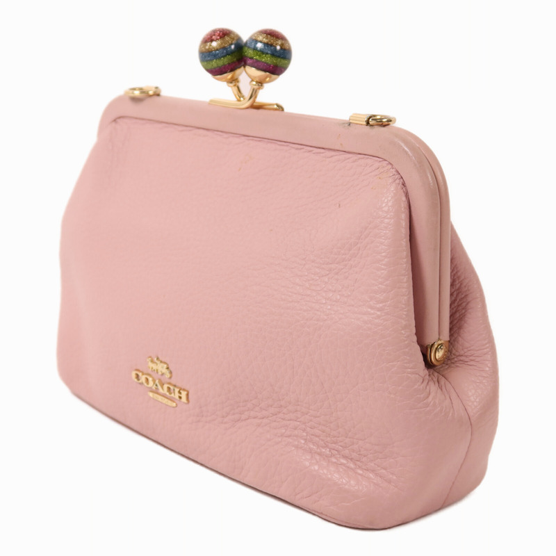 COACH 牛皮皮革Chain Shoulder金扣鏈帶肩背袋-2