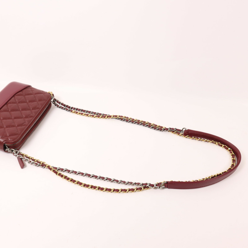 CHANEL 羊皮皮革Gabrielle Wallet on Chain鏈帶肩背袋-10