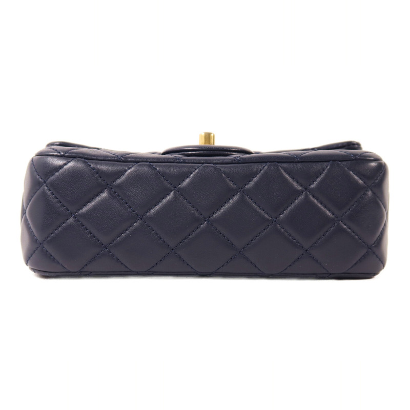 CHANEL 羊皮皮革Flap Bag With Pearl金扣鏈帶肩背袋-3