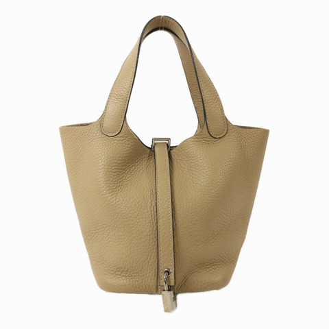HERMES Clemence皮革Picotin PM銀扣手挽袋Trench