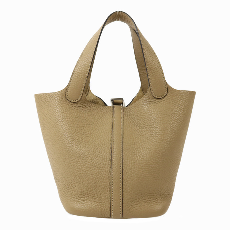 HERMES Clemence皮革Picotin PM銀扣手挽袋Trench-1