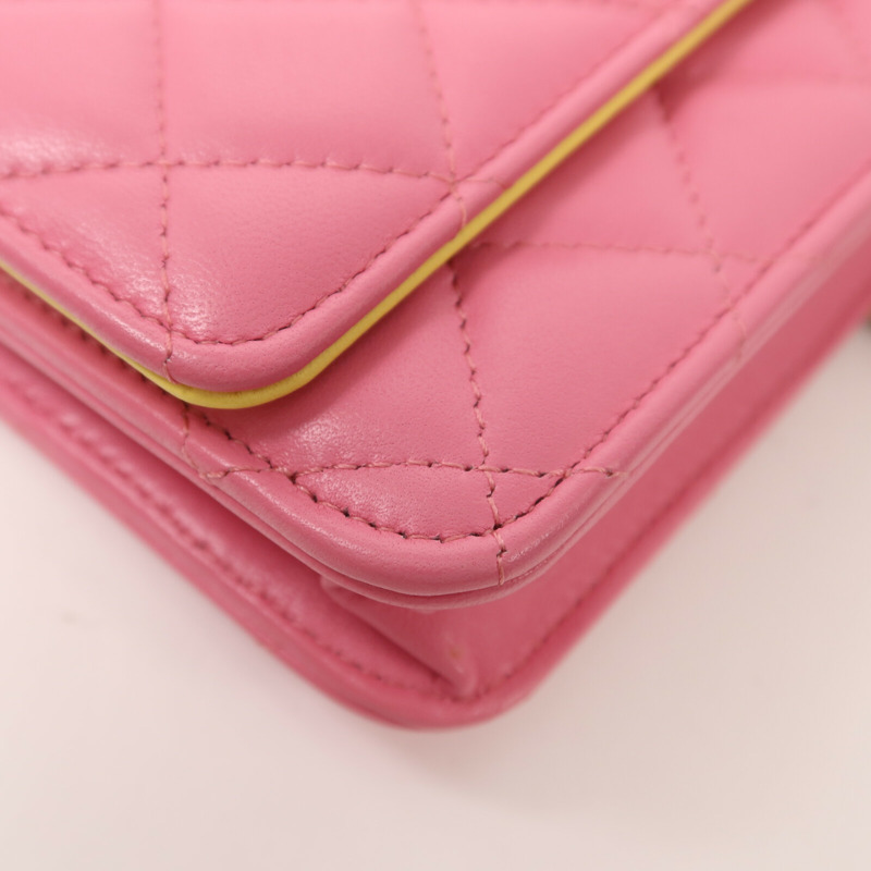 CHANEL 羊皮皮革Wallet on Chain鏈帶肩背袋-13