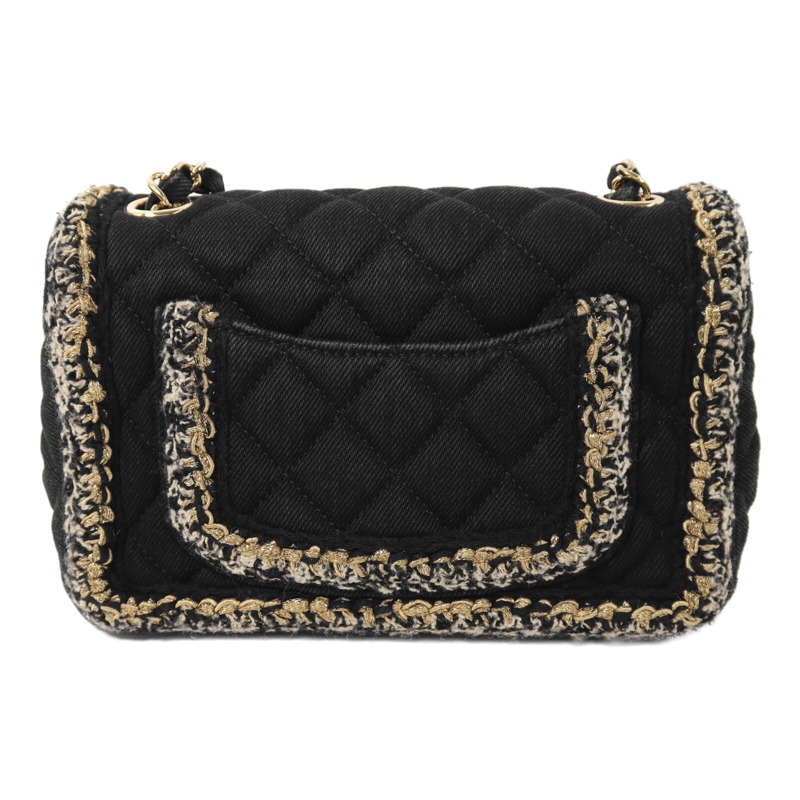 CHANEL 牛仔布Chain Shoulder金扣鏈帶肩背袋-1