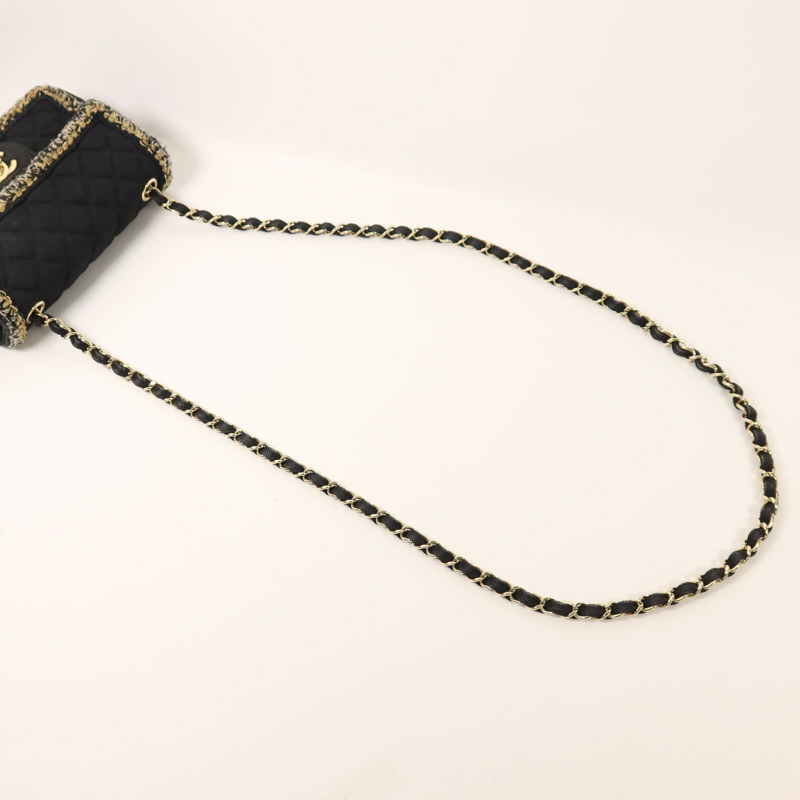 CHANEL 牛仔布Chain Shoulder金扣鏈帶肩背袋-7