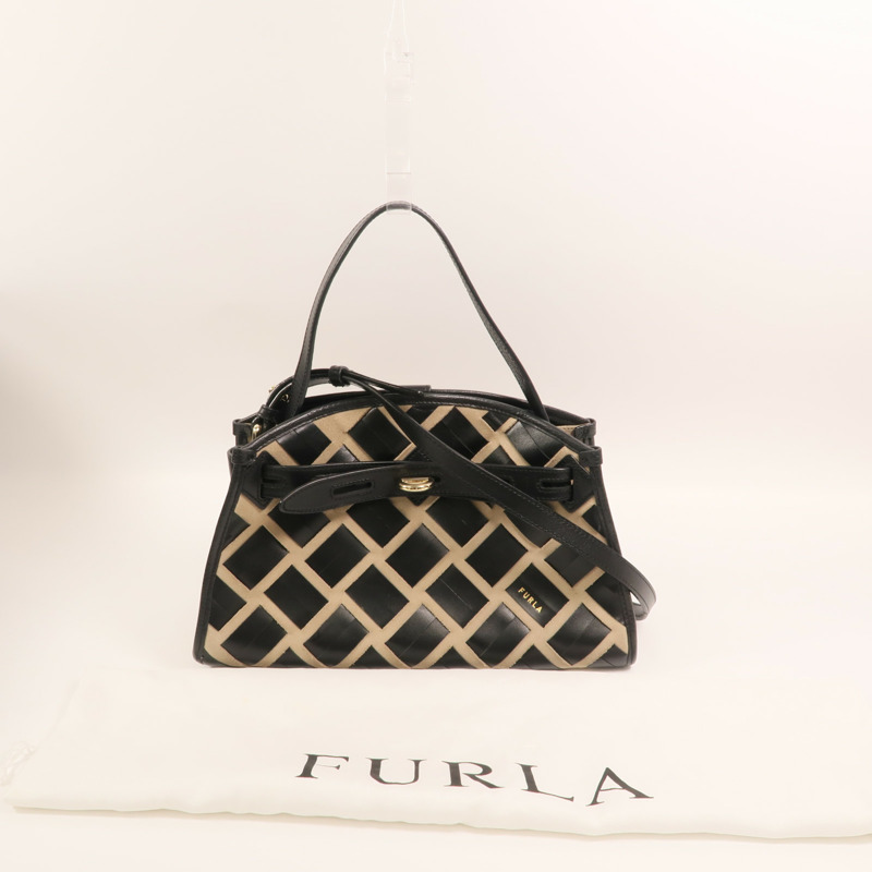 Furla 牛皮皮革Shoulder Bag金扣肩背袋-7