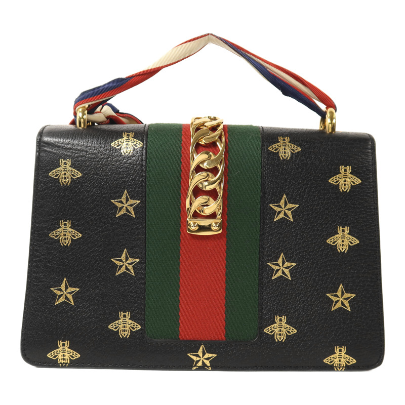 GUCCI 牛皮皮革Sylvie Bee Star金扣手挽肩背兩用袋-1
