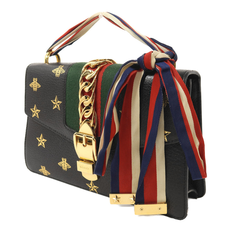 GUCCI 牛皮皮革Sylvie Bee Star金扣手挽肩背兩用袋-2