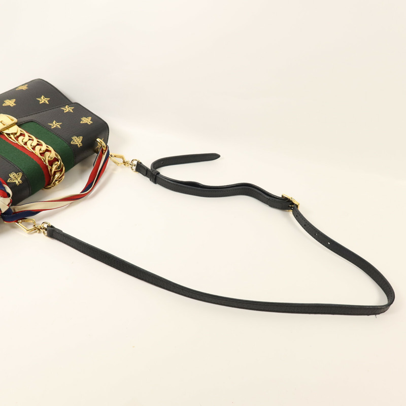 GUCCI 牛皮皮革Sylvie Bee Star金扣手挽肩背兩用袋-7