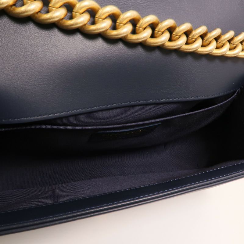 CHANEL 羊皮皮革Boy 25金扣鏈帶肩背袋-4