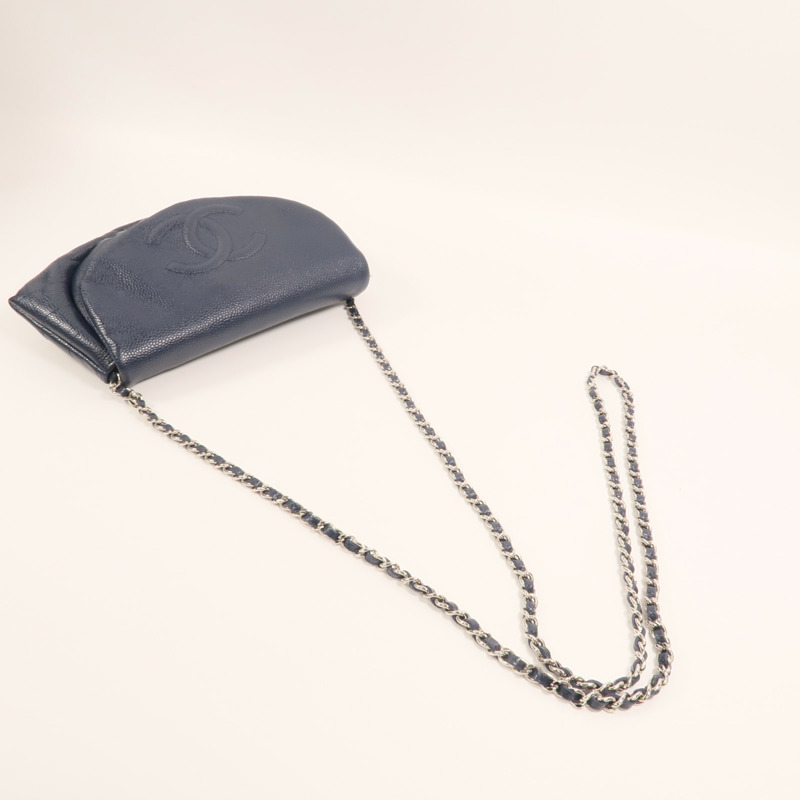 CHANEL 牛皮皮革WOC銀扣鏈帶肩背袋-7