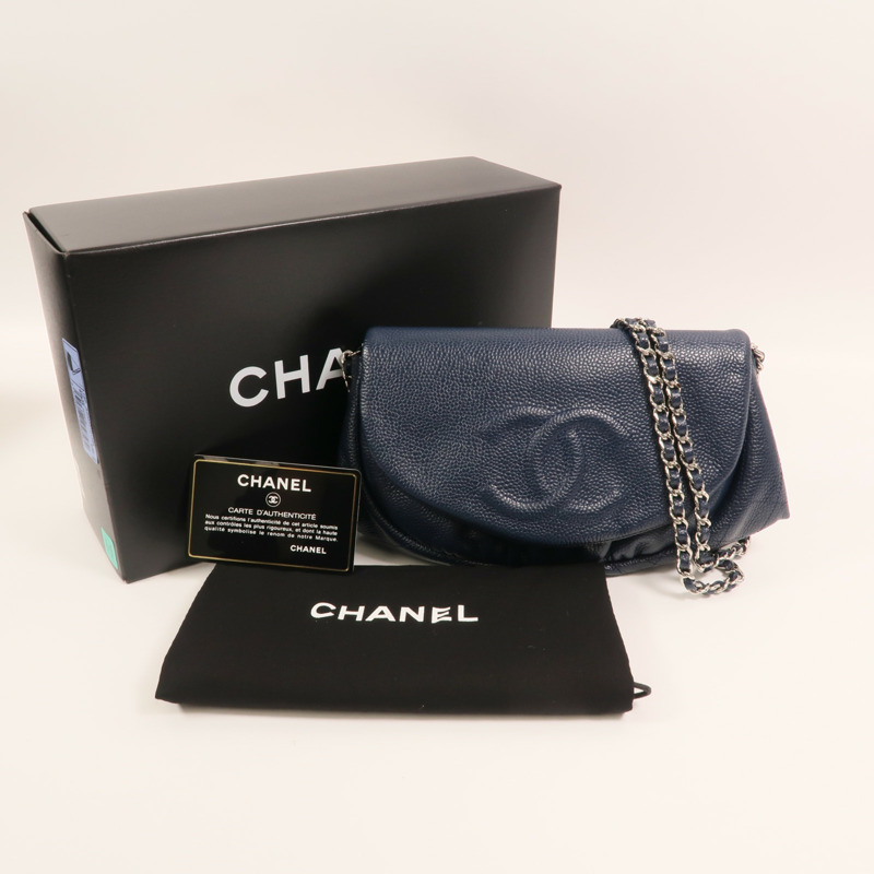 CHANEL 牛皮皮革WOC銀扣鏈帶肩背袋-9